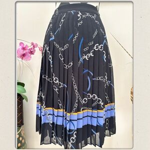 Ann Taylor Chain Print Pleated Midi Skirt Casual